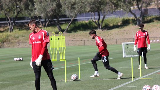 March 20, 2026: San Diego FC goalkeepers Pablo Sisniega, Duran Ferree, and CJ dos Santos.