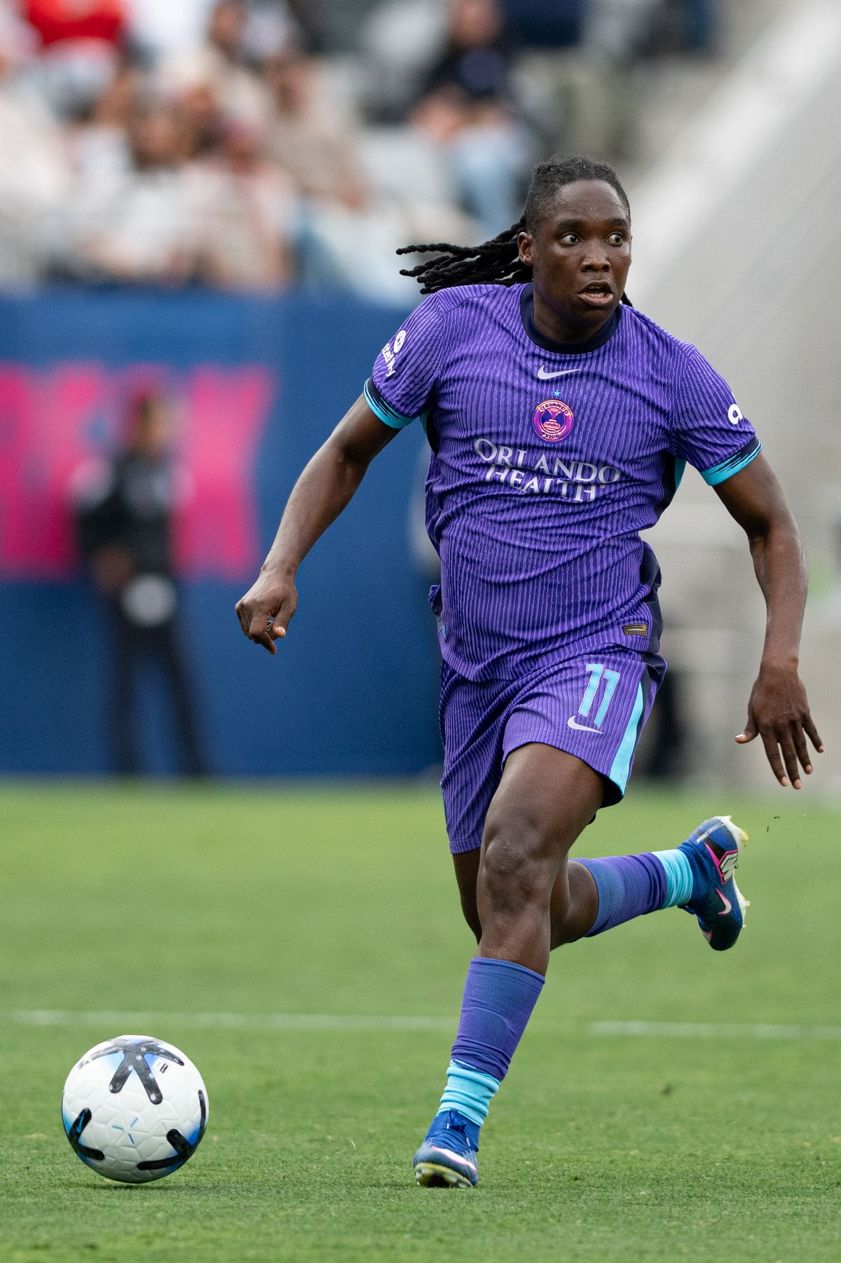 Orlando Pride SC forward Barbra Banda (11) dribbles the ball during an NWSL match between Orlando Pride SC and San Diego Wave FC on Sunday, May 24, 2026 at Snapdragon Stadium in San Diego Calif. Orlando Pride SC forward Barbra Banda (11) dribbles the ball during an NWSL match between Orlando Pride SC and San Diego Wave FC on Sunday, May 24, 2026 at Snapdragon Stadium in San Diego Calif.