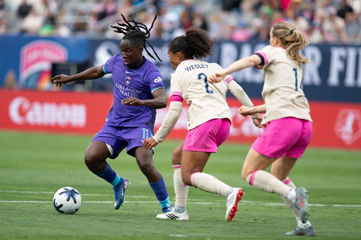 Orlando Pride SC forward Barbra Banda (11) hustles to keep possession of the ball during an NWSL match between Orlando Pride SC and San Diego Wave FC on Sunday, May 24, 2026 at Snapdragon Stadium in San Diego Calif. Orlando Pride SC forward Barbra Banda (11) hustles to keep possession of the ball during an NWSL match between Orlando Pride SC and San Diego Wave FC on Sunday, May 24, 2026 at Snapdragon Stadium in San Diego Calif.
