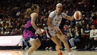 Sparks defeat Mystics, win third in a row taken at CareFirst Arena (Los Angeles Sparks). Photo by Geoff Burke-Imagn Images
